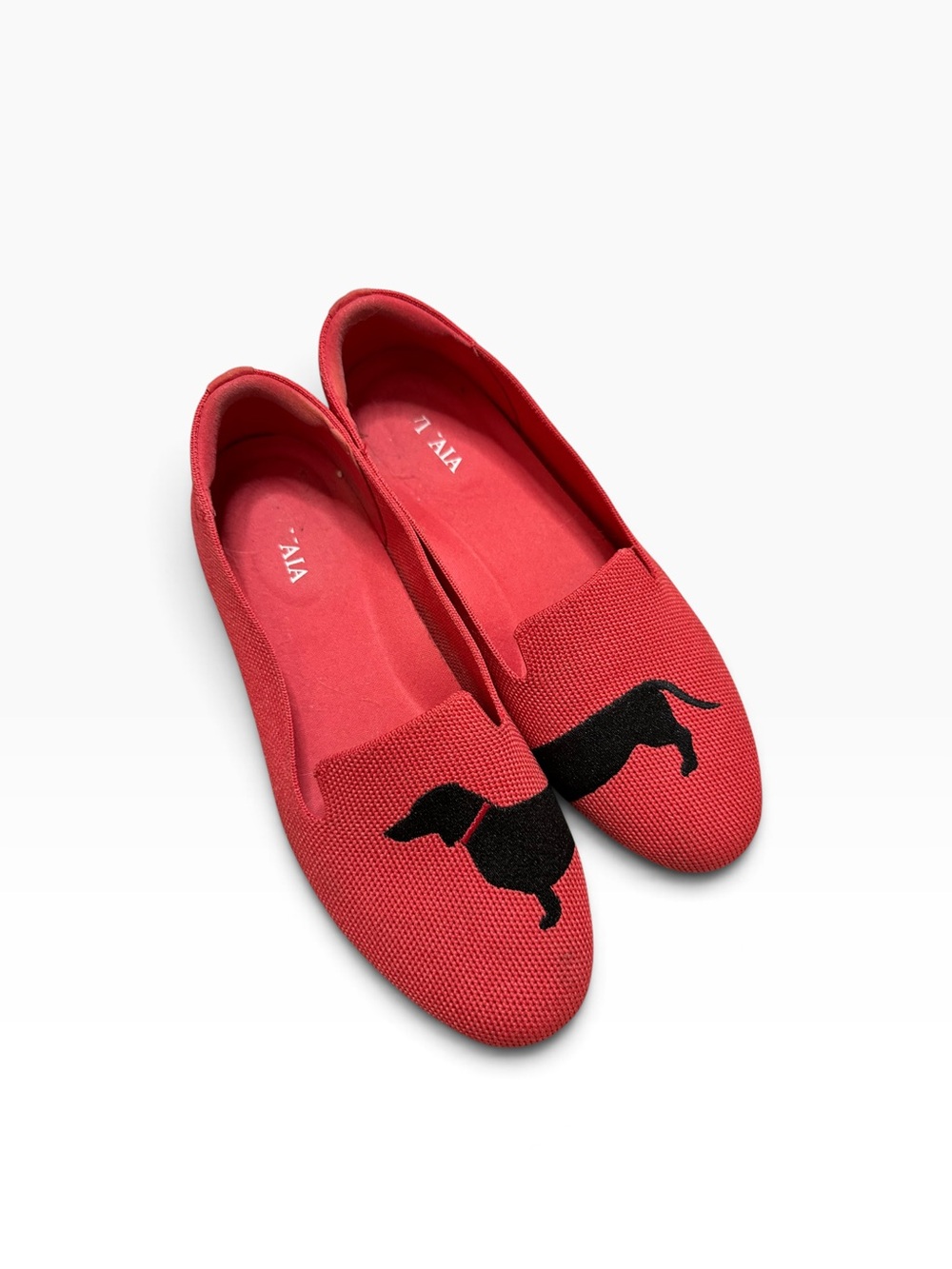 VIVAIA Audrey Red Dachshund Dog Knit Loafers EU 37 US 6.5-7